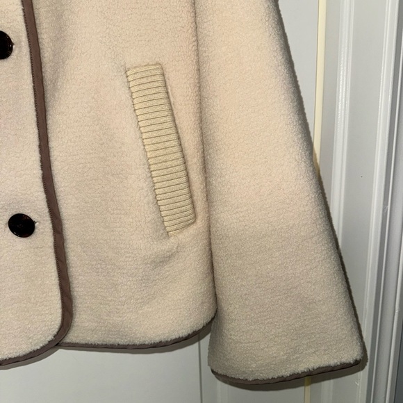 Romane Boxy Sherpa Jacket in color Sandshell - Picture 3 of 7